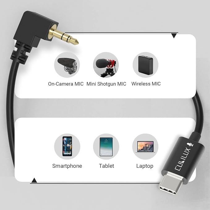 USB C Microphone Cable, Type C Mirophone Cord for 3.5mm Shotgun MIC, Compatible with Rode VideoMic Go, VideoMic Pro+, VideoMicro and More - Image 5