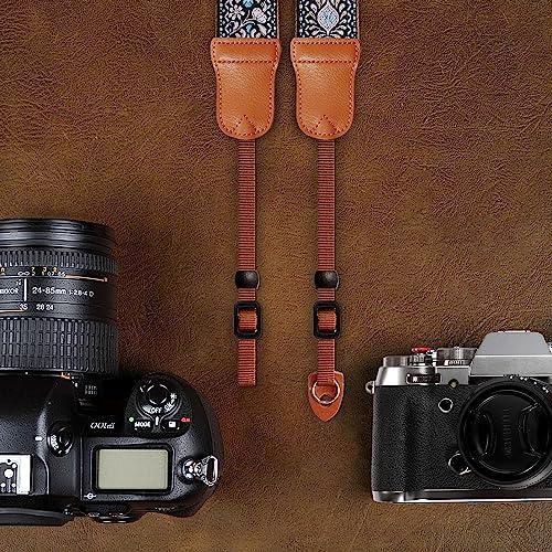 Padwa Lifestyle Pink Floral Vintage Embroidered Camera Strap - 2" Wide Cowhide Head Camera Straps,Pure Cotton Woven Shoulder & Neck Strap for All DSLR Cameras,Great Gift for Men & Women Photographers - Image 6
