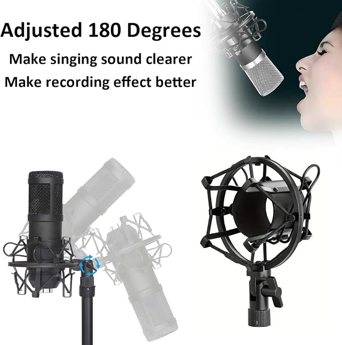 48-53mm Microphone Shock Mount Anti Vibration Mic Suspension Mount Aluminum Alloy Condenser Microphones Holder Clip with Metal Screw Adapter Isolation Absorber Studio - Image 5