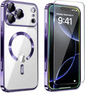 Magnetic Glossy Case for iPhone 17 Pro Max,iPhone 17 ProMax Phone Case Slim Clear Luxury with Screen Protector & Camera Protector [Compatible with MagSafe], Shockproof Cover for iPhone 17 Max-Purple by Unknown