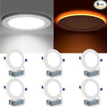 Meconard 6 Pack 6 Inch 5CCT LED Recessed Lighting with Night Light, 2700K/3000K/3500K/4000K/5000K Selectable Ultra-Thin LED Recessed Ceiling Lights, 12W=110W, 1050LM, Dimmable Canless Wafer Downlight by Meconard