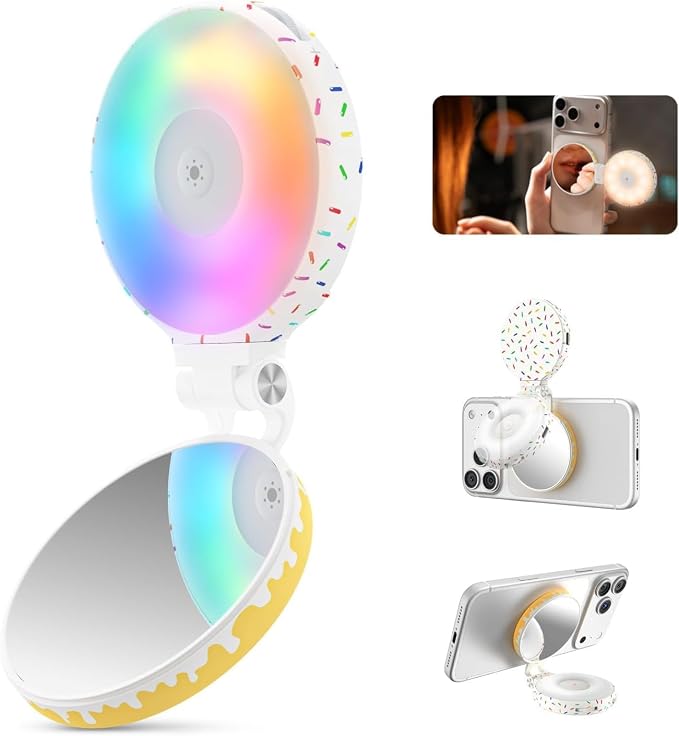 TELESIN Fun Shot Magnetic Phone Camera Grip & 360° RGB Selfie Light Kit | Phone Selfie Grip Creator Kit for iPhone Magsafe & Android Selfies/Photography/TikTok/Zoom Calls/Video(B) - Image 3