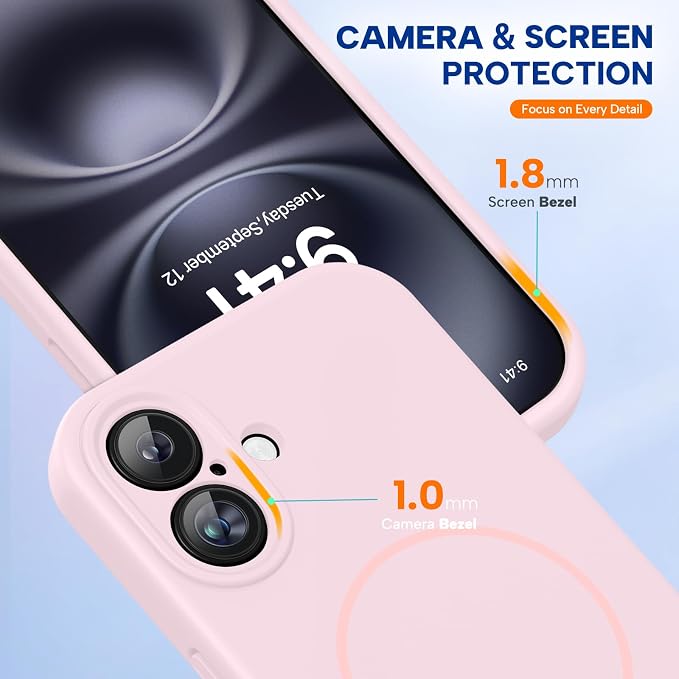 miracase Magnetic for iPhone 16 Plus Case, [Soft Anti-Scratch Microfiber Lining], Compatible with MagSafe, Liquid Silicone Shockproof Drop Protection Phone Case for 16 Plus,Sand Pink - Image 7