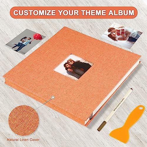 Photo Album Self Adhesive Pages Scrapbook 13.2x12.8 Orange 40 Pages - Image 4
