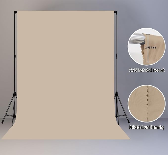 Beige Photography Backdrop for Photoshoot, Fabric 10x10ft | Polyester Studio Photo Backgrounds, Non Reflective, Easy to Hang, for Portrait Shoot, Product, Party Decor, Video Creation - Image 6