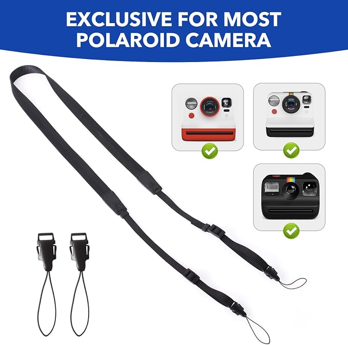 Runhike Camera Strap Compatible with Polaroid,Lightweight Black Camera Neck Strap Replace Compatible with Polaroid with Different Camera Buckles,1PC - Image 2