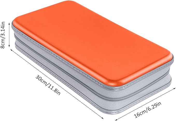 Siveit CD Case Holder, 80 Capacity CD/DVD Case Holders Wallet Hard Plastic CD DVD Disc Cases Storage Binder for Car Home Office Travel (Orange) - Image 6