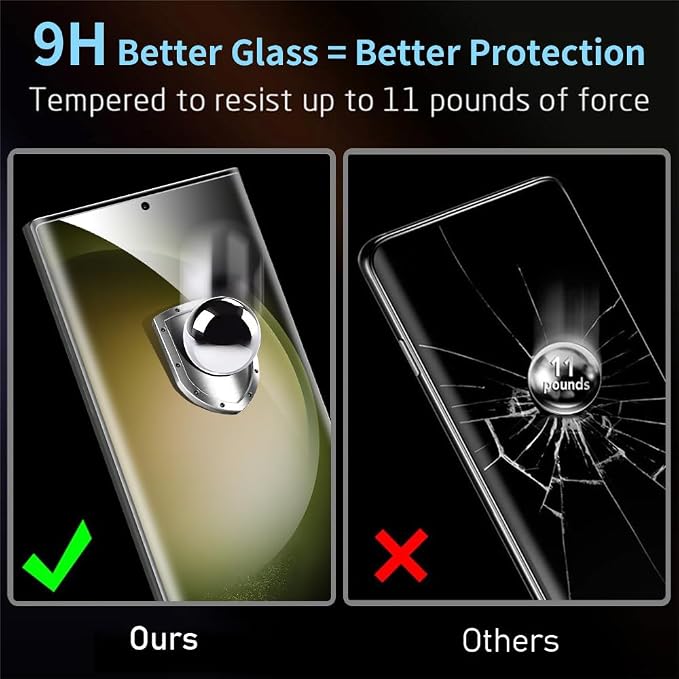 Samcorn 3 Pack Galaxy S23 Ultra Screen Protector, HD Clear Tempered Glass, Fingerprint Unlock, 3D Curved, Scratch Resistant, No Bubble for Samsung Galaxy S23 Ultra 5G Glass Screen Protector - Image 3