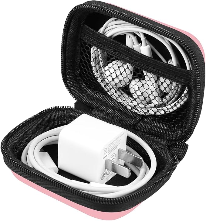 Earbud Case Holder, RISETECH Hard Earphone Travel Case Zipper Pouch Compatible with Wired Earbuds, TAGRY X08, Btootos A90 Pro, in Ear Monitor -Pink - Image 2