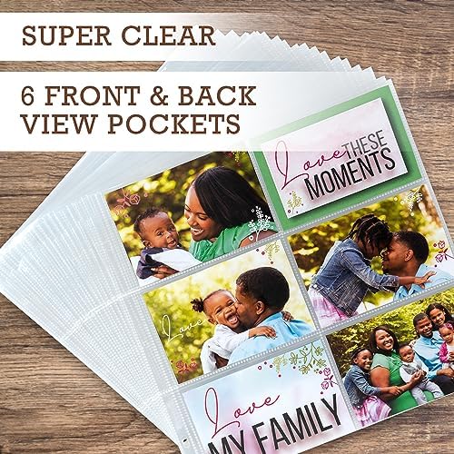 Samsill Scrapbook 6 Pocket Refill Pages 12x12 Inch, 50 Pack, Fits 3 Ring Scrapbook Binders and 12x12 Photo Albums, Holds 12 4x6 Inch Photos, Top-Loading, Heavy-Duty, Super Clear - Image 6