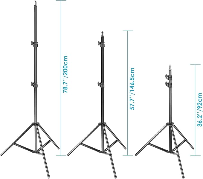 Neewer Photography Light Stand, 3-6.6ft/92-200cm Adjustable Sturdy Tripod Stand for Reflectors, Softboxes, Lights, Umbrellas, Load Capacity: 17.6lb/8kg | Sturdy Tripod Stand for Reflectors, Softboxes, Lights, Umbrellas, Load Capacity: 17.6lb/8kg - Image 3