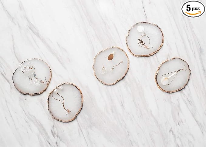 5pcs Acrylic Jewelry display tray, Retail earring risers for boutique store, white ring Holder for Photography Props【Resin-white 5pcs】 by GemeShou