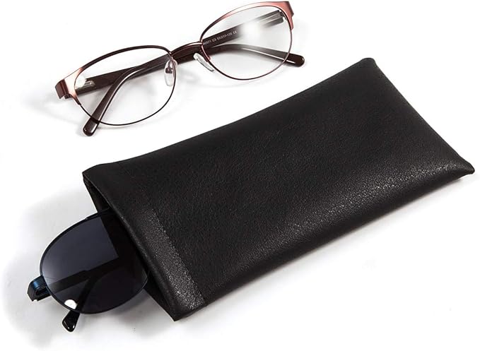 TRIUMPH VISION Eyeglass Case Glasses Case Soft Sunglass Pouch Sleeve 3 Pack | Slim Lightweight Alternative to Bulky Case, Leather Lined Protect Lens, Squeeze Easy to Use, Stylish Portable for Daily Use - Image 3