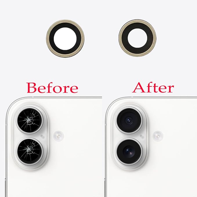 2pcs/Set Back Camera Lens Glass Replacement for iPhone 16 Plus Camera Lens Replacement with Pre-Installed Adhesive + Repair Tool Kit, Anti-Lens Scratch & Waterproof - Image 3