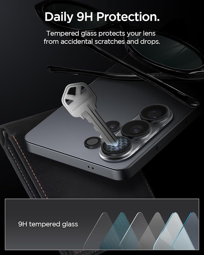 Spigen Camera Lens Protector for Galaxy S26 Ultra - Black [2 Pack] | GlasTR EZ Fit Optik Pro, 9H+ Tempered glass, Scratch resistant, Original photo quality, Auto-align tray, Case-friendly - Image 6
