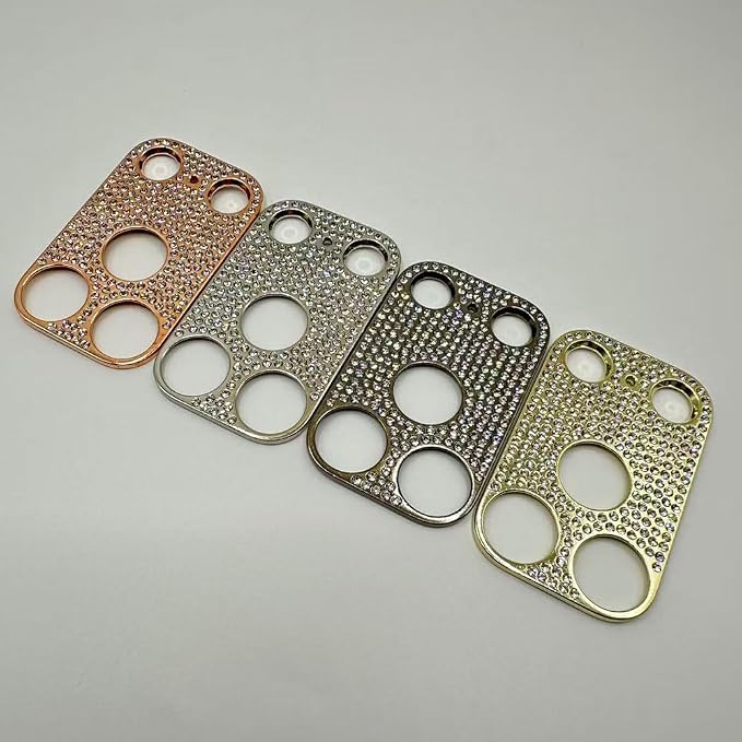 2 Pack Glitter Camera Lens Cover Protector for iPhone 17 Pro，Metal Bling Diamond Camera Lens Cover Sticker Protector (for iPhone 17Pro-Silver) - Image 2