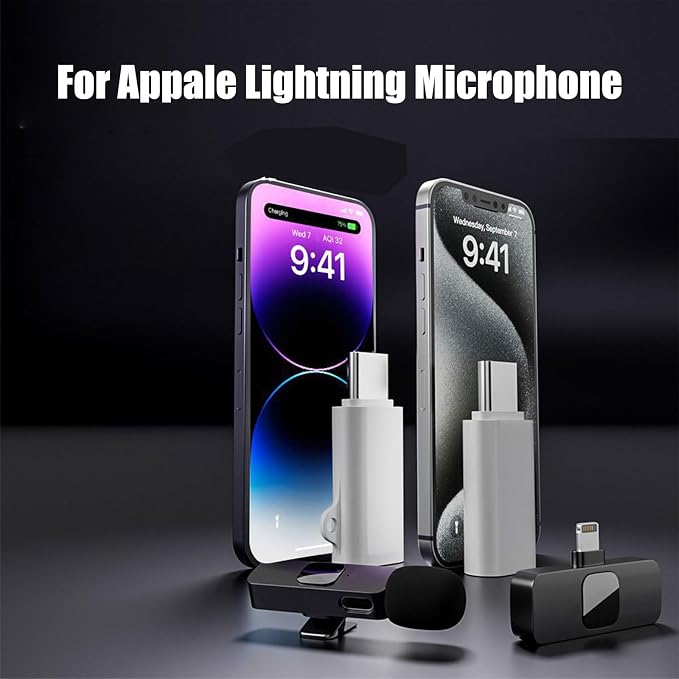 2 Pack Type C to Lightning Microphone Adapter for Lavalier Microphone, USB C Male to Lightning Female Converter for charging your phone,Such as iPhone17/16/15 series, iPad, Not for headphones and data - Image 2