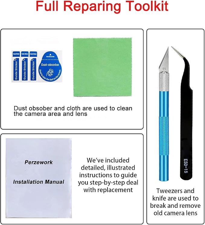 2 Sets Rear Back Camera Lens Glass Replacement for Samsung Galaxy S25+ Plus 6.7-inches with pre-Installed Adhesive and Reparing Toolkit - Image 7