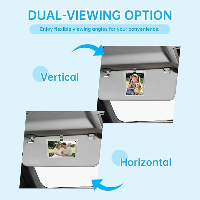 2 Pack Magnetic Car Visor Photo Holder – Personalized Acrylic Clip for Family, Pets, Travel Pictures – Easy Snap-On Car Accessory for Sun Visor (2 Pack, 3.5''x4.4'') - Image 5