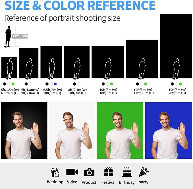 HEMMOTOP Black Photo Backdrop, 6x9ft, Photography Screen Backdrops | Polyester Fabric Cloth, Non Reflective, Seamless, Ideal for Photoshoot, Video Recording, Studio, Birthday, Wedding Party - Image 9