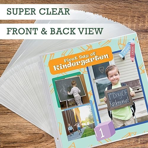 Samsill Scrapbook Refill Pages 12x12 Inch, 100 Pack, Fits 3 Ring Scrapbook Binders and 12x12 Photo Albums, Top-Loading, Heavy-Duty, Holds 2 Pages, Super Clear - Image 6