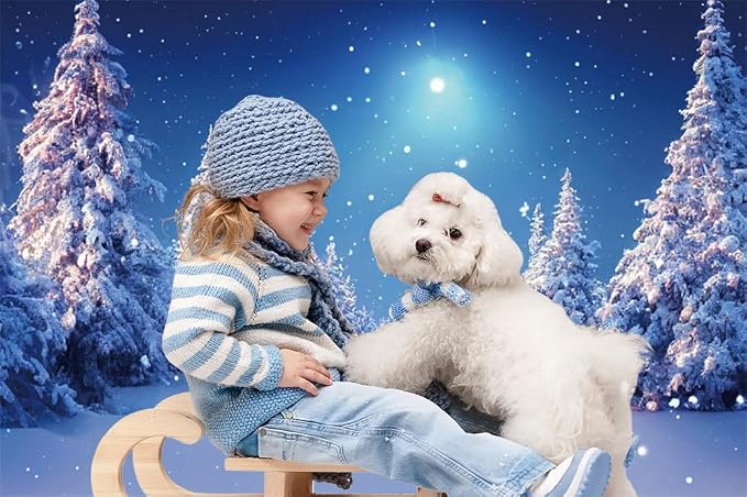 Winter Christmas Backdrop 5x3ft Winter Snow Forest Backdrop White Xmas Trees Photography Background for Christmas New Year Party Decorations Banner Photo Background Photo Props - Image 2