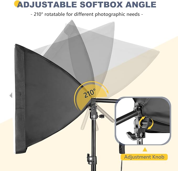 Torjim Softbox Photography Lighting Kit | 16" X 16" & 85W LED Studio Lights | Soft Diffusion For Even Light | 3000-7500K Adjustable LED Bulbs for Studio Photo Video Recording Live Streaming Portraits - Image 6
