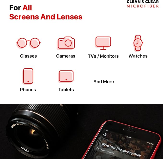 Clean & Clear Microfiber Cleaning Cloth, Extra Large [100 Pack] Ultra Premium Microfiber Cleaning Cloth - Microfiber Cloth for Camera Lens, Glasses, Screens, and All Lens. - Image 5