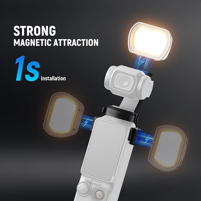 NEEWER Basics 2 Pack Magnetic Auxiliary Light Compatible with DJI OSMO Pocket 3 Gimbal Camera Creator Combo, USB C Rechargeable Mini LED Fill Light Attachment for Selfie Vlog Video Recording, M21 - Image 4