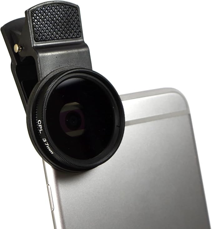37mm CPL Mobile Cell Smart Phone Camera Professional Lens Circular Universal Polarizer Filter with Clip Reflect Light Removal for 14 13 12 11 Black - Image 8