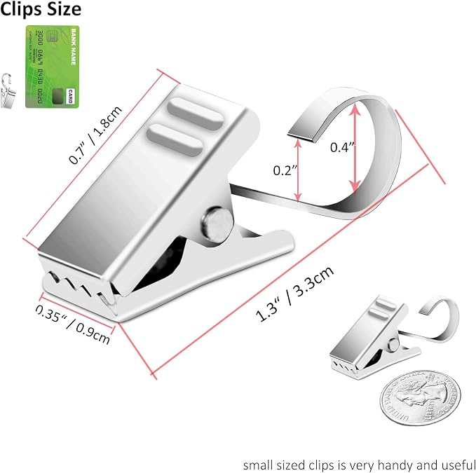 BIHRTC Pack of 50 Curtain Clips Stainless Steel with Hooks Lights Hanger | Thickening Small Metal Wire Holder for Shower Home Decoration Photos Picture Arts Crafts Display Outdoor Activities Supplies - Image 2