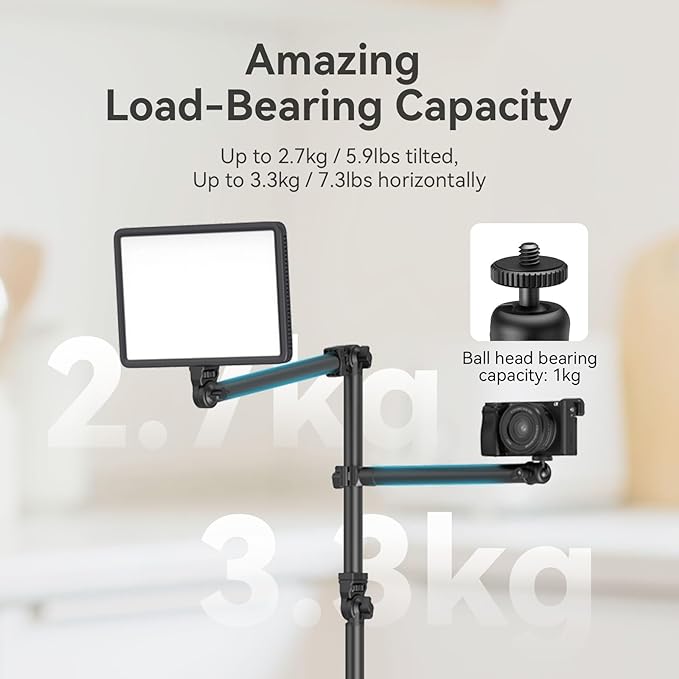 SMALLRIG Overhead Camera Mount, Camera Desk Mount Stand with Flexible Arm | 360° Rotatable Ball Head, DSLR Boom Arm Tabletop C Clamp for Photography Videography Live Stream - 4456 - Image 6