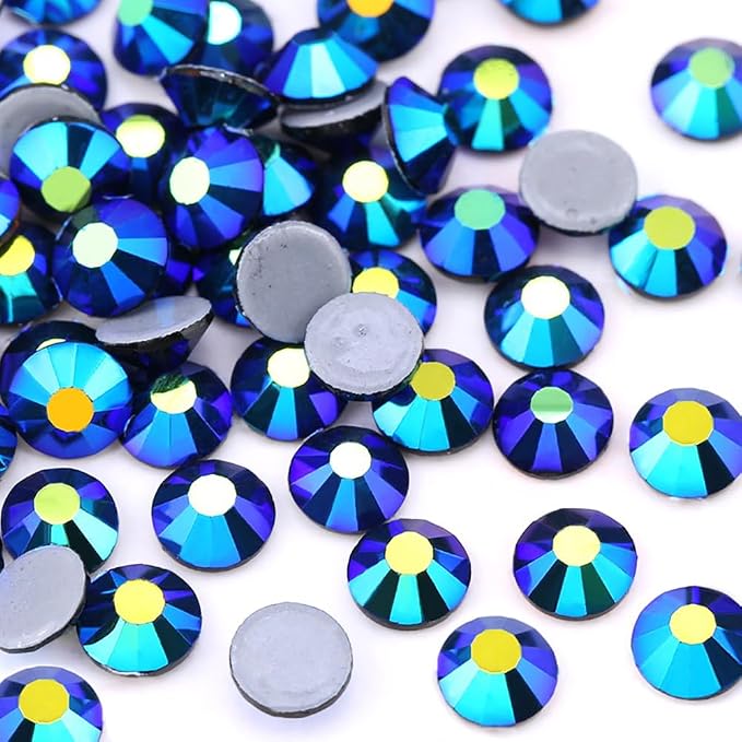 Jollin Hotfix Rhinestones Flatback Crystal Gems 3.2mm SS12, Jet AB | 1440pcs Hot Fix Crystals Glass Rhinestones for Bedazzling, Crafting, Clothes, Shoes & Accessories DIY Decoration by Jollin
