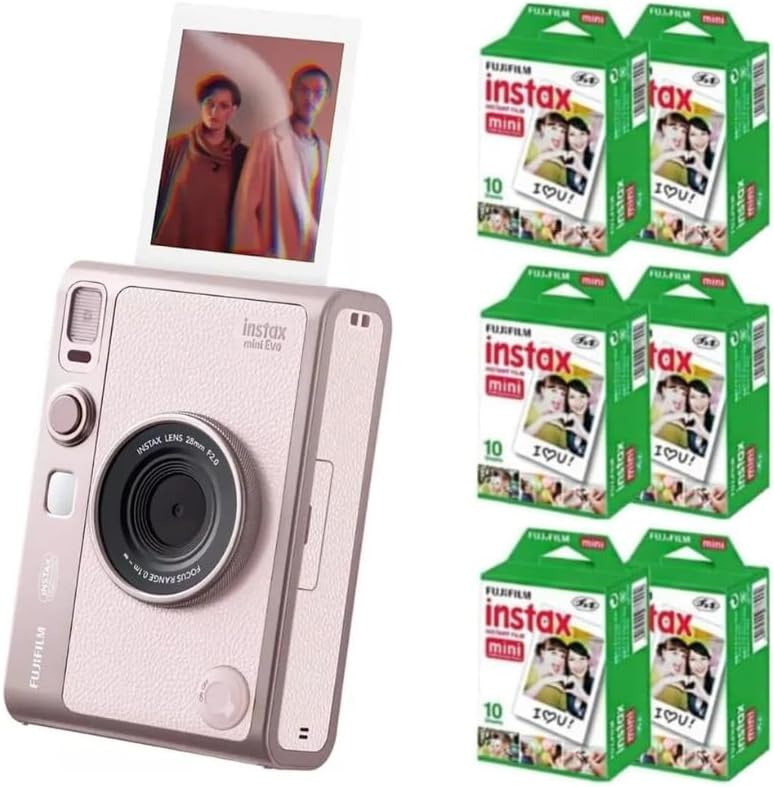 Fujifilm Instax Mini EVO Instant Camera (Pink + Extra Film (60 Sheets)) by FUJIFILM