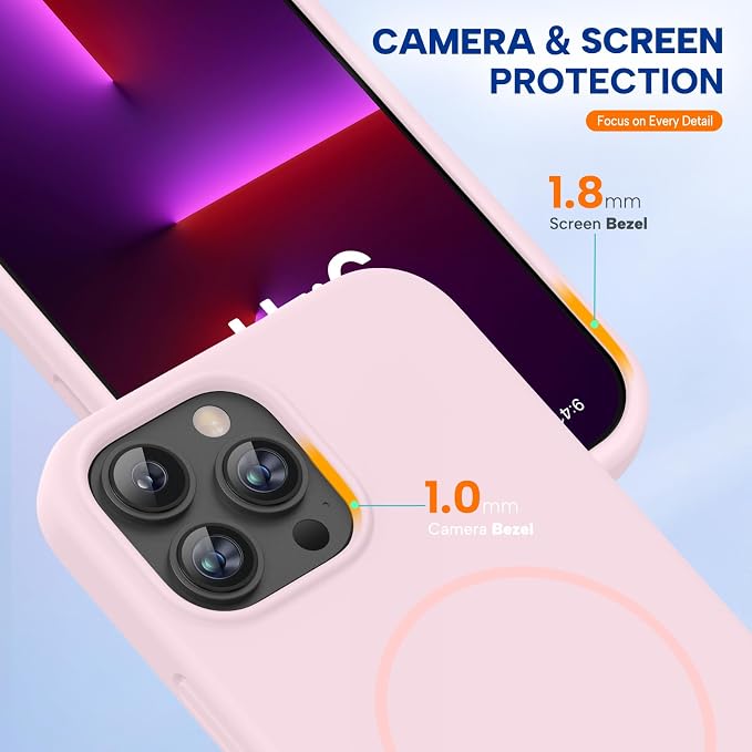 Miracase Magnetic for iPhone 13 Pro Case, Silicone, Soft Microfiber Lining - Image 4