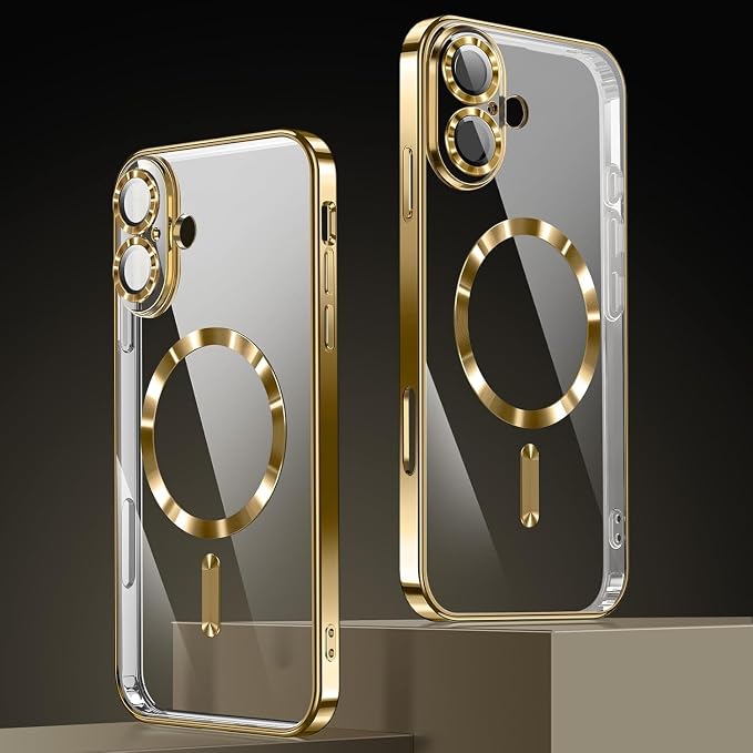 Magnetic Glossy Case for iPhone 17 Air,iPhone 17Air Phone Case Slim Clear Luxury with Screen Protector & Camera Protector [Compatible with MagSafe], Shockproof Cover for iPhone Air 17-Rose Gold - Image 2