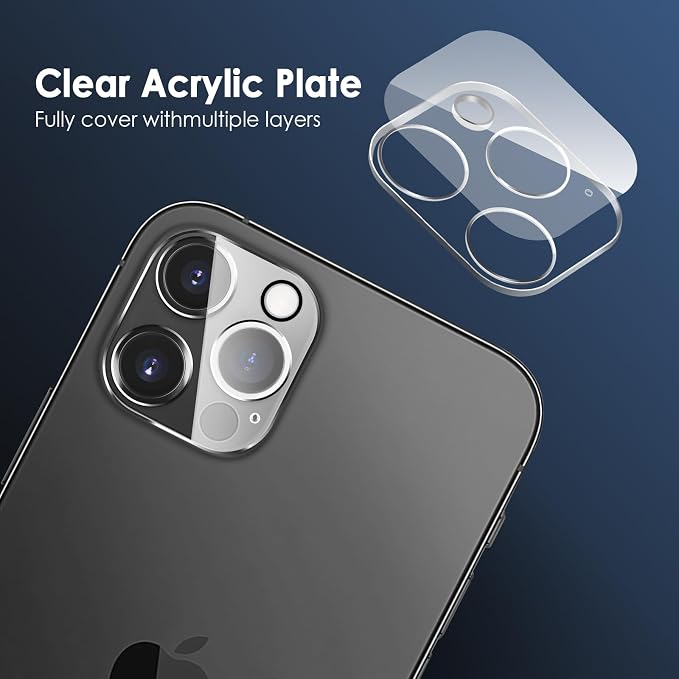FanTEK Camera Lens Protector Compatible with iPhone 12 Pro Max, 9H Tempered Glass Camera Screen Cover, Ultra HD Clear Acrylic Full Coverage Guard, Case Friendly - Image 4