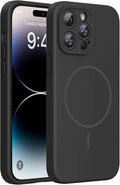 miracase Magnetic for iPhone 14 Pro Max Case, [Soft Anti-Scratch Microfiber Lining], Compatible with MagSafe, Silicone Shockproof Protection Phone Case for iPhone 14 Pro Max,Black by Miracase