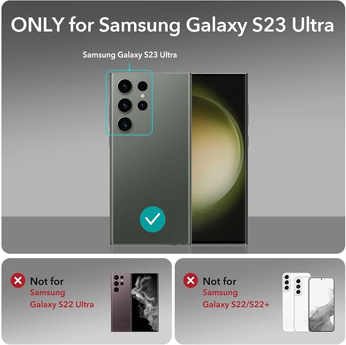 ESR for Samsung Galaxy S23 Ultra Camera Lens Protector, 1 Pack, Black | Individual Camera Cover, 9H Tempered Glass, Original Camera Clarity, Scratch-Resistant, Case Friendly - Image 2