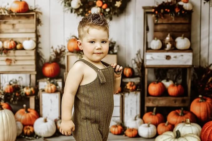 Kate Fall Backdrops White Background Autumn Party Decorations Pumpkins Thanksgiving Festival Photo Backdrop, 10x6.5ft - Image 2