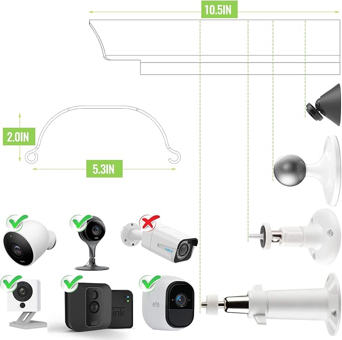 2 Pack Universal Sun Rain Shade Camera Cover Shield,Protective Roof for Outdoor Dome, Bullet Cameras,for Blink,Eufy,Arlo,WyzeCam,Nest,Ring,SimpliSafe,Kasa,Aluminum Alloy Material-Black - Image 4