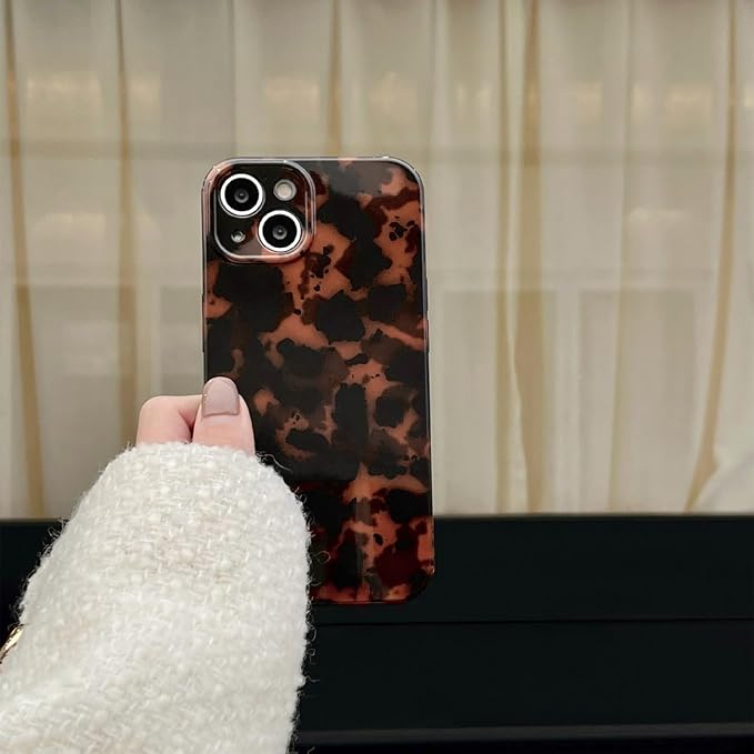 Cute Phone Case for iPhone 13 Case Amber Leopard Print | Cheetah Tortoiseshell Pattern,Full Camera Protective,Slim Shockproof TPU,Aesthetic Girly Glossy Cover for Women Men-Brown - Image 6