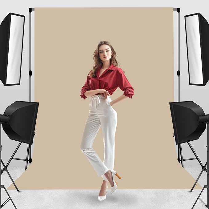 Beige Photo Backdrop Professional Photography Background Fabric 8x10ft | Seamless Design eliminates Wrinkle Portrait Photography Wedding Dark Theme Decorations - Image 5