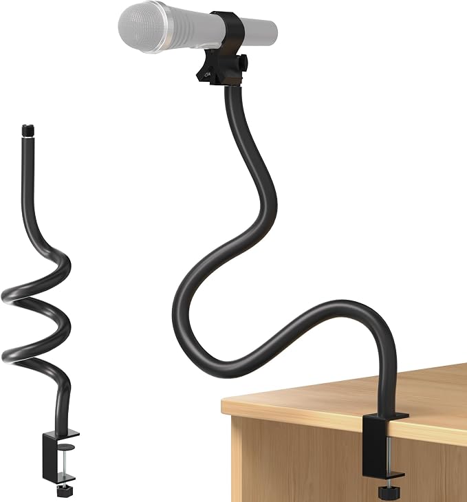 Microphone Stand,50 cm Long Flexible Gooseneck Arm Desktop Clamp Mount,Universal Heavy Duty Mic Clip Holder 3/8" to 5/8" Adapter,Compatible with Shure/Fifine/HyperX /AT2020 /Pyle/Blue Snowball/Razer by Mippko
