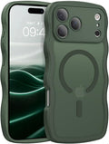 BENTOBEN Magnetic for iPhone 17 Pro Case, Cute Wavy [Full Camera Protection] [Compatible with MagSafe] Matte Anti-Slip Bumper Women Girls Boys Protective Cover for 17 Pro 6.3", Deep Green by BENTOBEN