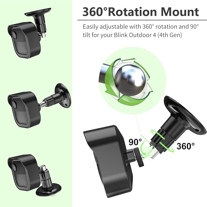Blink Outdoor Camera Mount,360°Swivel Mount for Blink Outdoor 4/2K+ Camera | 2Pack Weatherproof Housing Covers, Wall Mount for Blink Home Security System, Blink Sync Module Mount, Black - Image 5