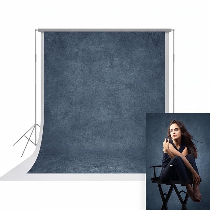 UrcTepics 8×16 ft Denim Blue Fabric Photo Backdrops, Classic Abstract Texture Backdrop for Headshots and Portraits, Vintage Photography Background for Studio and Events. by UrcTepics