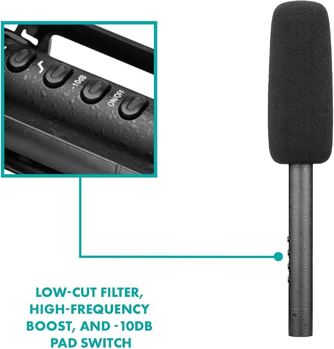 Movo XLR Shotgun Microphone & Boom Pole Kit – Professional Location Sound Recording Bundle with Shotgun Mic and Boompole with Internal XLR Cable for Filmmaking, ENG, and Broadcast Audio - Image 5