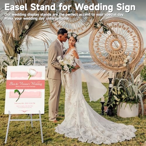 Easel Stand for Sign, Metal Display Easel with Adjustable Chain,Silver - Image 3