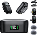 occiam Mini Lavalier Microphone for iPhone & Android Wireless Microphone | Noise Reduction Magnetic Mini Lapel Mic with 54H Charging Case for YouTube Podcast Tiktok Vlogging Video Recording Black by occiam